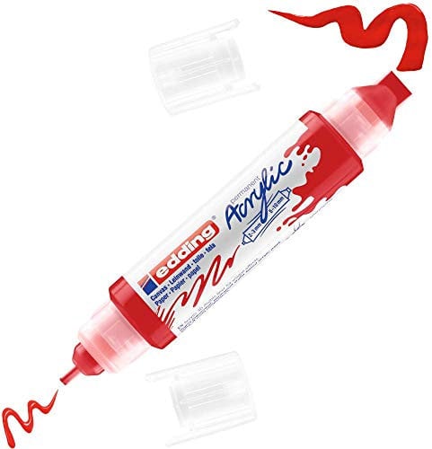 edding 5400 Pennarello Acrilico 3D Double Liner, Rosso Traffico-1 Tubetto di Vernice Acrilica, Doppia Punta 2-3,5-10Mm -Pittura Acrilica per Tele, Tavole, Legno, Colori Impermeabili di Alta Qualità