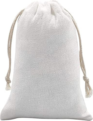 SumDirect Sacs en Mousseline de Coton, Sacs de Cordon de Coton Sacs Cadeau, Sac en Tissu avec Cordon réglable (8 x 12 cm)