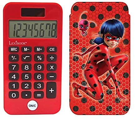 Lexibook, Miraculous Ladybug Cat Noir, Taschenrechner, Klassische und komplexe Rechenfunktionen, starre Schutzhülle, mit Akku, Rot/Schwarz, C45MI