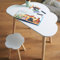 Haus Projekt Cloud Desk, Kinder Schreibtisch-Set mit Tisch und Stuhl (4-8 Jahre), Kindertisch-Hocker-Kombination in himmlischem Wolken-Design, Holz Kinderschreibtisch und -Hocker