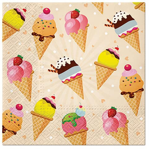 20 Servietten Eiszeit | Essen | Süßigkeiten | Sommer | Tischdeko 33x33cm