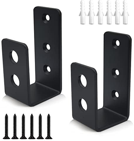 DOMUEN 2 Stück 2 x 4 Tür-Absperrklammern Stahl U-Halterung Drop-Open Bar Sicherheitshalter Türschloss Klammern für Zuhause, Scheune, Schuppen, Garage, passend für 2 x 4 Bretter, schwarz