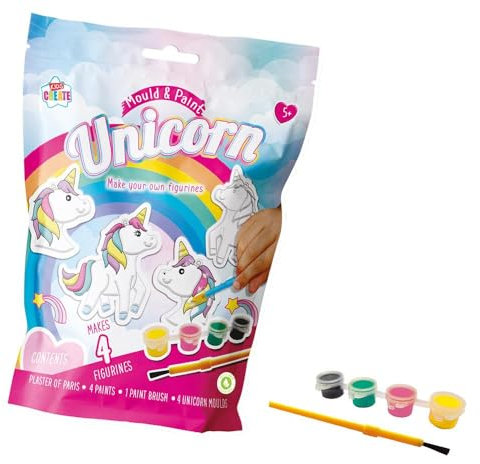 Quickdraw Supplies Make Mould & Paint Your Own Unicorn Plaster Figures Craft Activity Toy