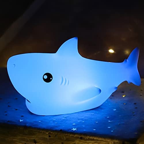 ZKLiLi Shark Night Light for Kid, Shark Lights for Boys Girls Christmas Gifts Nightlight Kids Teens Room Decor, Silicone Animal Night Lamp Gift