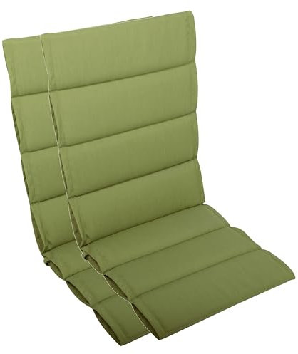 LILENO HOME Gartenstuhl Auflagen als [2er Set - Hochlehner] in Grün - Bequeme Liegen als Sitzauflagen für Gartenmöbel - Stuhlkissen für Gartenstühle und Klappstühle