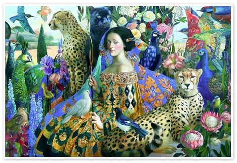 Dompteurin Poster von Olga Suvorova 100 x 70 cm Blau Wandbilder Wanddeko