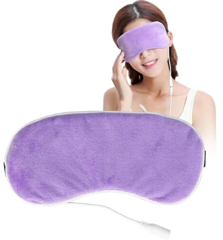 Elektrische USB-Beheizte Augenmaske mit Lavendel-Aroma, Dampf-Augenschutz, Schlafhilfe, Tragbares Augenmassagegerät zur Linderung von Blepharitis, Trockenen Augen und Stress – Violett