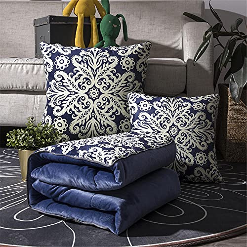 goodFarewell Kissendecke 2 in 1​ Reisedecke Kissen Quilt Multifunktionale Kissen Decke Nackenstützkissen Soft & Warm Nap Mat Kissen für Schlafsofa Bürostuhl （Europäische Blume）