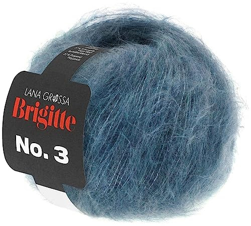 LANA GROSSA Brigitte Nr.3 | Super weiche, volumige Mohairmischung | Handstrickgarn aus 20% Mohair (Super Kid), 57% Schurwolle (Merino) & 23% Polyamid | 25g Wolle, Stricken & Häkeln | 100m Garn FB 50
