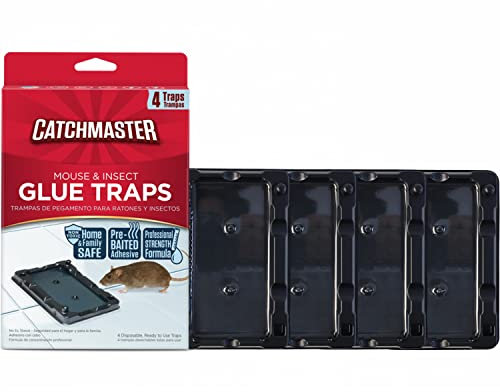 Catchmaster 4X Trampa de Pegamento para Ratones y Insectos | Pegamento eficaz con Cebo | Cola Potente | Trampas para Roedores
