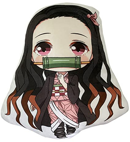 SPIRTUDE Anime Nezuko Plüschkissen Kamado Nezuko Wurfkissen, Cartoon-Plüschpuppe, Spielzeug, Dekoration, Kissen, 40 cm (Nezuko)