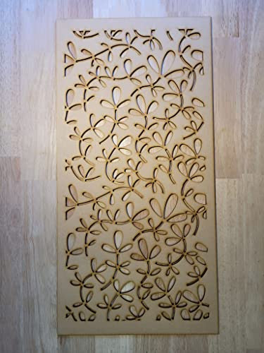 Floral leaf shoots Screen Radiator Cabinet wall Decorative Screening-grille- Perforated MDF panel (1200x600mm) 0023 (6mm thick MDF Primed White)