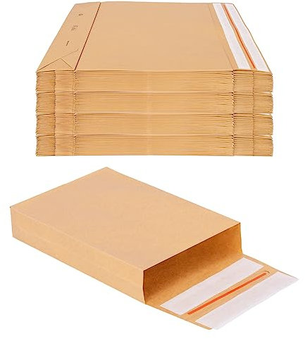 verpacking Faltentaschen 350 x 250 x 50 mm mit Klotzboden, doppelte Haftklebung und Aufreißfaden Versandtasche (100 Stück)