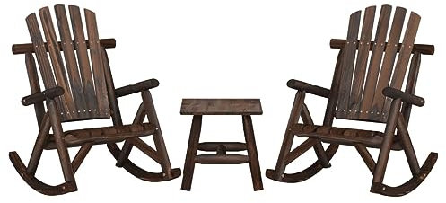vidaXL Garten Lounge Set 3-TLG., Gartenmöbel Set Sitzgruppe für Garten Terrasse, Loungemöbel Schaukelstuhl Tisch Adirondack-Stil, Massivholz Fichte
