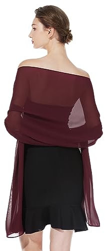BEAUTELICATE Châle Étole En Mousseline De Soie Écharpe Foulard Léger Pour Mariage D’été Soirée Cérémonie Femme Mariée Demoiselles d'honneur(Taille Plus - Cabernet)