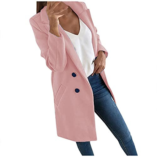 Femme Trench-Coat Coupe-Vent Mi-Long Manteau Avec Ceinture Manteaux Femme Automne Oversize Bouton Blouson Manches Longues Blazer Long Veste Avec Poches Coupe-Vent à Bouton Veste Parka Trench Coat