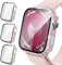 Confezione da 3 custodie luccicanti compatibili con Apple Watch 44 mm SE (2a generazione)/SE/Series 6/5/4, cover paraurti rigida in policarbonato con strass glitterati con protezione schermo in vetro