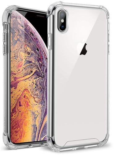 DEREAFF Clear Case for iPhone X, iPhone XS Case (5.8 inch), Shockproof Anti-Scratch TPU Bumper Hard Back Slim Lightweight Transparent Protective Cover for iPhone XS/X/10