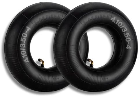 Camere d'aria per pneumatici da 4,10/3,5-4, confezione da 2 tubi resistenti 4,10 3,50-4/410/350-4 con stelo della valvola piegata per carriole, tosaerba, camion a mano, carrello da 4, trattori,