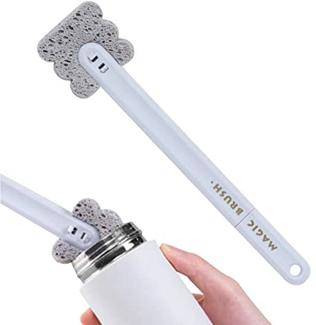 DUDOK Tassenschrubber Bürste, 5 Ersatzköpfe Flaschenreinigungsbürste – Flaschenreiniger mit bequemem Griff, Waschbürste für Zuhause