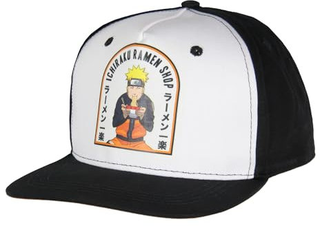 Bioworld Naruto Shippuden Youth Ichiraku Ramen Shop Kinder Flatbill verstellbare Snapback Mütze Kappe OSFM Schwarz, Schwarz, Einheitsgröße