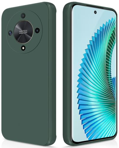 GiiYoon Cover per Honor Magic 6 Lite 5G / Honor X9b Custodia in Silicone, Custodia Antiurto Case Sottile in Silicone TPU con Strato Interno in Fibra e Protezione della Fotocamera, Verde