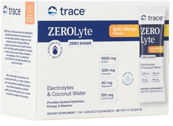 Trace Minerals ZeroLyte Salty Mango Flavor - Sugar Free Electrolyte Drink Mix - Supports Hydration, Energy, Stamina - Ancient Sea Salt, Full Spectrum Minerals, Coconut Water - 30 Packets