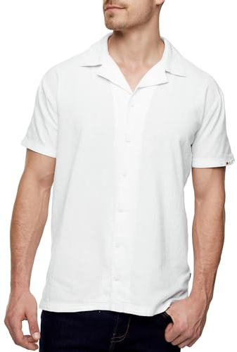 Indicode Herren INRycroft Kurzarm-Hemd aus 100% Baumwolle | Herrenhemd Männerhemd Offwhite, M