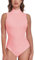 WOWENY Body da donna senza maniche, con colletto alto, elegante, a costine, Colore: rosa., XL