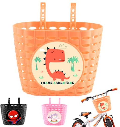YOUWOSHE Fahrradkorb Kinder, Dinosaurier Fahrradkorb Vorne Kinder, Abnehmbar Fahrradkorb, Kinderfahrrad Zubehör, Wasserdicht und Robust, Bike Basket für Junge Mädchen für Schule, Outdoor, Radfahren