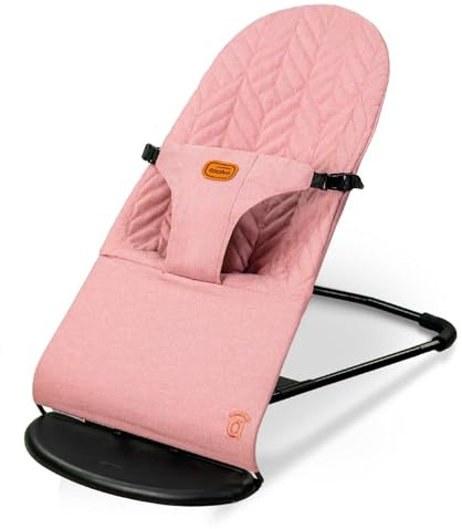 Hamaca Bebé 2 en 1 Paradise – Mecedora y Balancín Reclinable y Plegable – Arnés 3 Puntos – Barra de Juguetes – Desde 0 Meses hasta 9 kg – Rosa Asalvo