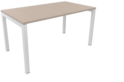 FBasic Büro-Schreibtisch – Gestell aus weißem Metall und Platte aus Eichenholz – 140 x 80 x 74 cm