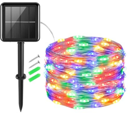 Gcstnn Solar Lights Outdoor Garden, 5M 50 LED Solar Garden Fairy Lights Copper Wire 8 Modes Waterproof String Lights for Yard,Christmas Tree,Bedroom,Gate Indoor/Outside Decorations Multicolor