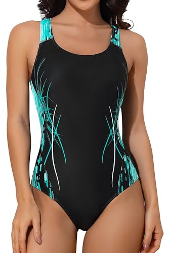 Charmo Womens Swimming Costume One Piece Competition Swimsuit | Sewn-in Bras, Full Lining, Racerback, UPF 50+, Quick Dry, Competition Swimsuit, Racing, Training