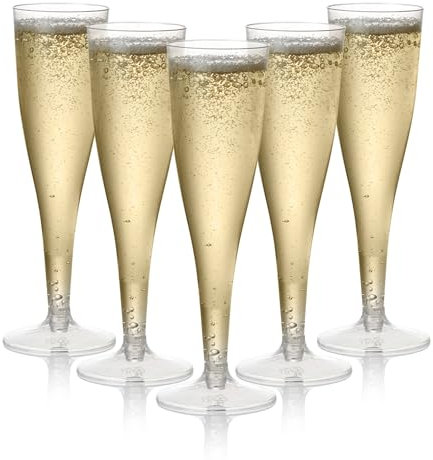 MATANA 24 Verres à Champagne en Plastique Élégantes Premium, 133ml - Flûtes à Champagne, Coupes de Champagne pour Mariages, Anniversaires & Fêtes - Solide & Réutilisable