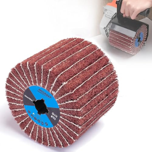 MOGRQAP Schleifwalze Bürste Körnung 80 Schleifhülsen für Satiniermaschine | Nylon Schleifwalze, 80er Körnung für Mittleren Schliff, Flexibel für Konturen, für Holz Metall und Satinieren