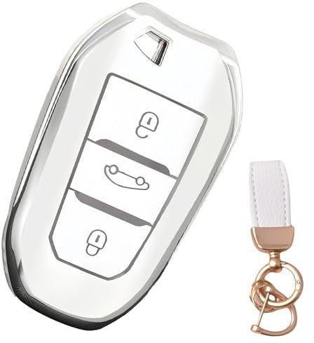 NEUHOO Auto Zubehör kompatibel mit Fiat 600 600e 2023-2024 2025 Schlüsselhülle und Schlüsselanhänger, Schlüsselgehäuse Silikon Schlüsselkarte Hülle (Weiß-1)