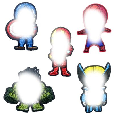 5 Pieces Patches Zum Aufbügeln Jean Patch Anime Superman Sticker, Kinder Bügelbild Applikationen zum Aufnähen Aufnäher, Bestickt für Rucksäcke, Hut, Jacke, Taschen, Jeans, Westen, Kinder, Geschenk