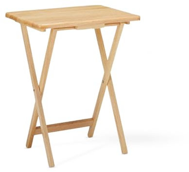 YJZ Natural Wooden Folding TV Tray – Portable Snack & Laptop with Sturdy X-Shape Design, Durable Solid Wood TV Tray for Compact Storage, Side Living Room, Space-Saving Snack