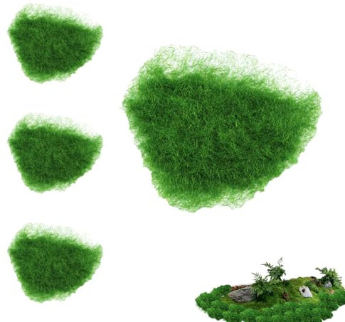 Modellbau Gras Grass-Plants,4 Stück Moosimitation Grass-Plants,Gras Pulver Landschaft,Streugras Wiese Static Grass Powder,Modellbahn Layout Gras für Eisenbahn Modellbau Gras,Miniaturen,30g/Stück,Grün