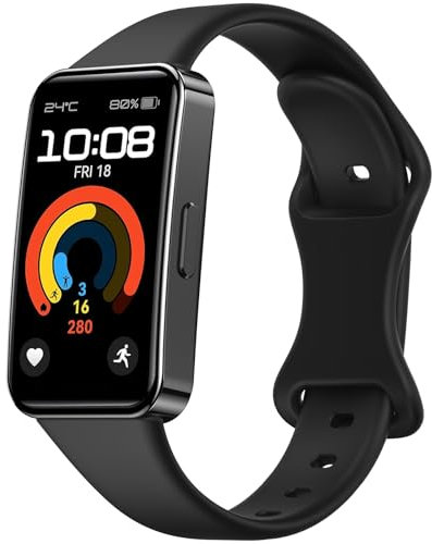 Wanme Bracelet pour Huawei Band 8 / Huawei Band 9, Bracelet de Remplacement en Silicone Noir