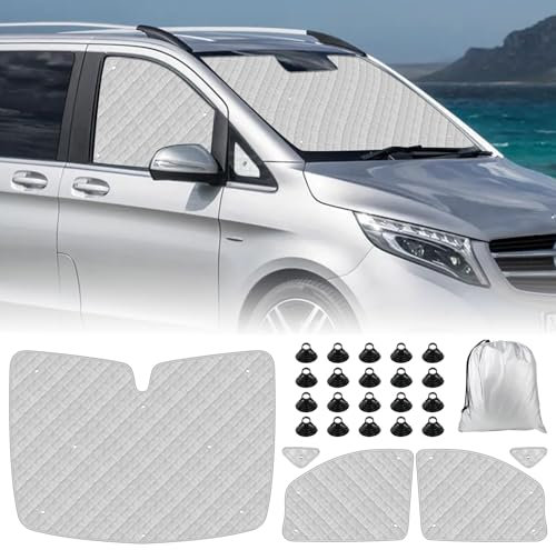 Opaltool Parasol para Parabrisas para 2003-2014 Mercedes-Benz Vito II W639/Viano, 7 PCS Juego de Parasol Térmico Interno, Bloquea Rayos UV, Ofrece Privacidad y Protección Solar Eficaz