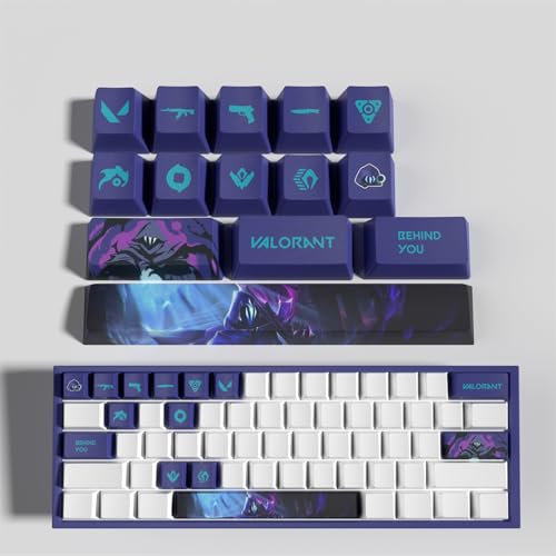 Valorant Omen 14 Capuchons de Touches Profil OEM Ergonomique, Matériau PBT OEM Profile Dye Sublimation Disposition, Compatible avec la Plupart des Claviers Mécaniques (3)