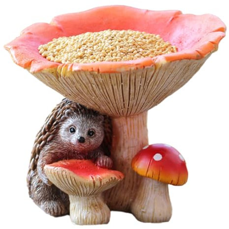 Cartoon-Igel, Pilzharze, Tierfigur, Vogelfutterstation, Ornament für Rasen, Terrassen oder Gartenlandschaftsdekoration