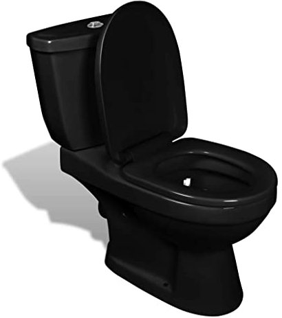 Massbinet Toilette mit Spülkasten Schwarz