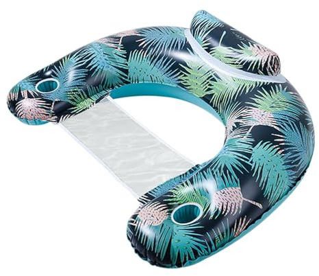 Aufblasbarer Pool Schwimmstuhl, Mit 2Getränkehalter, Aufblasbarer Pool Sofa, Pool Stuhl, Aufblasbares Pool Schwimmer, Pool Luftmatratze, Pool Spielzeug, Sonnenbaden, Wasserhängematte, 115x85cm