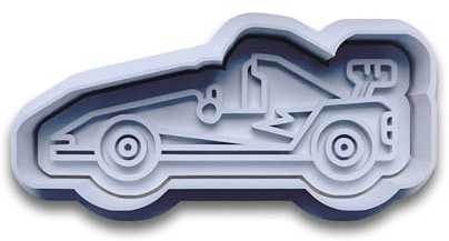 Keksausstecher Rennsportauto – 2-teilig mit Stempel – aus schwarzem PLA – Ausstechform für schnelle Autos – Geschenk für Rennsportfans und Autoliebhaber