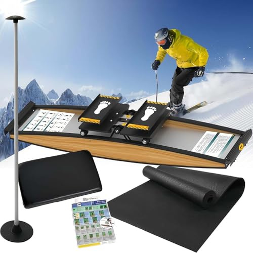 BeoyNot Ski-Trainingsgerät, Ski-Simulator, 3D-Crosstrainer, 150 kg Belastung, mehrere Trainingsmodi optional, mit Skistöcken und Bodenmatte für, Stärkung von Ausdauer Gleichgewicht