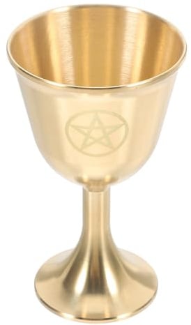 PAMINGONO Kelch Eleganter Ritualkelch Vintage Pentagramm aus Kupfer mit Mystischem Design in Gold für Zeremonien und Tarot Karten Wahrsagerei
