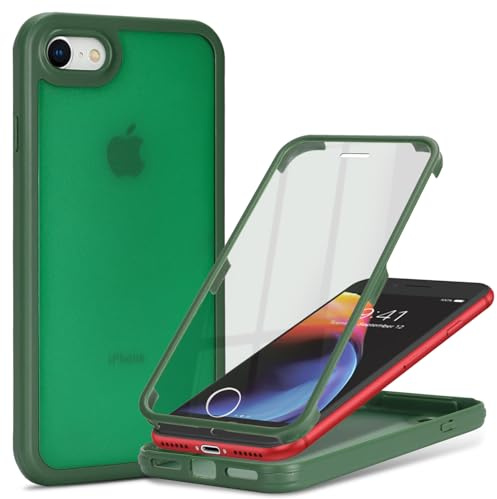 Zouzt Matte for iPhone SE 2022 (3rd)/2020 (2nd)/iPhone 8 Case, Dark Green | 360 Full Body, Translucent Matte, Military Grade Drop Proof, Rugged Shockproof Protective, Anti-Fingerprint Phone Case